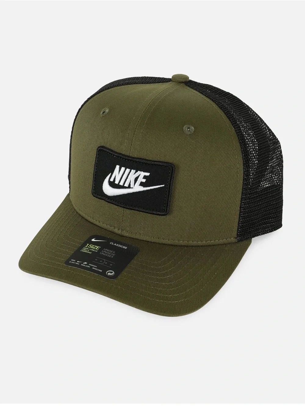 Nike Olive Green and Black Mesh Logo Trucker Cap
